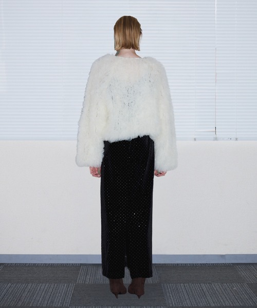 ANDRESD(アンドレスド)の「ボリュームチュールジャケット / VOLUME TULLE JACKET(ノーカラージャケット・レディース・ベージュ/チャコール/グレー/アイボリー・FREE)」の5枚目の写真