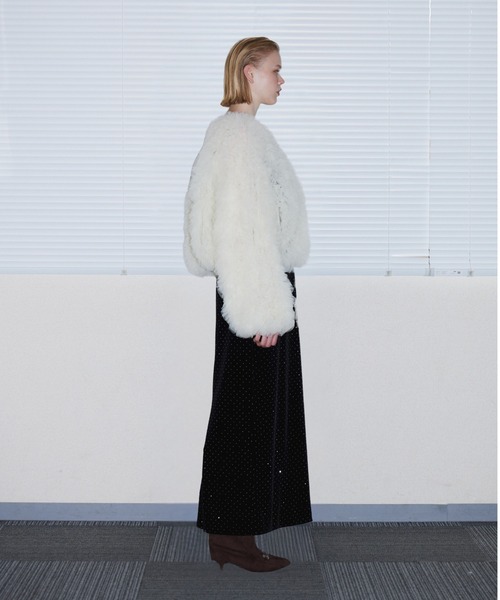 ANDRESD(アンドレスド)の「ボリュームチュールジャケット / VOLUME TULLE JACKET(ノーカラージャケット・レディース・ベージュ/チャコール/グレー/アイボリー・FREE)」の6枚目の写真