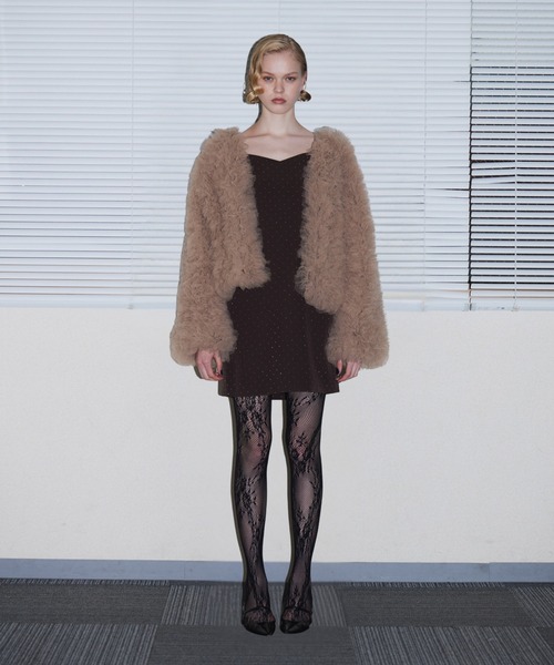 ANDRESD(アンドレスド)の「ボリュームチュールジャケット / VOLUME TULLE JACKET(ノーカラージャケット・レディース・ベージュ/チャコール/グレー/アイボリー・FREE)」の12枚目の写真