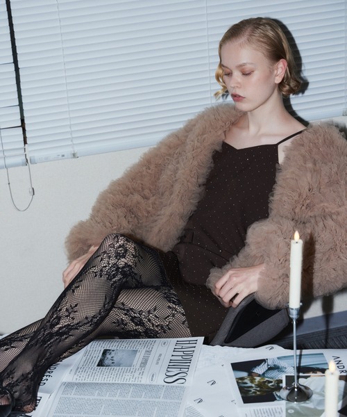ANDRESD(アンドレスド)の「ボリュームチュールジャケット / VOLUME TULLE JACKET(ノーカラージャケット・レディース・ベージュ/チャコール/グレー/アイボリー・FREE)」の10枚目の写真