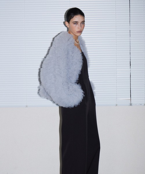ANDRESD(アンドレスド)の「ボリュームチュールジャケット / VOLUME TULLE JACKET(ノーカラージャケット・レディース・ベージュ/チャコール/グレー/アイボリー・FREE)」の17枚目の写真