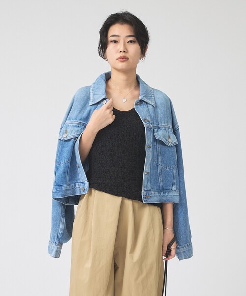 AGOLDE（エーゴールドイー）の「【AGOLDE/エーゴールドイー】Palmer Jacket (Flyweight) SCRIPT / ショート丈デニムジャケット（デニムジャケット・レディース・ブルー・フリー）」の6枚目の写真