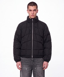 distorted grid puffer jacket