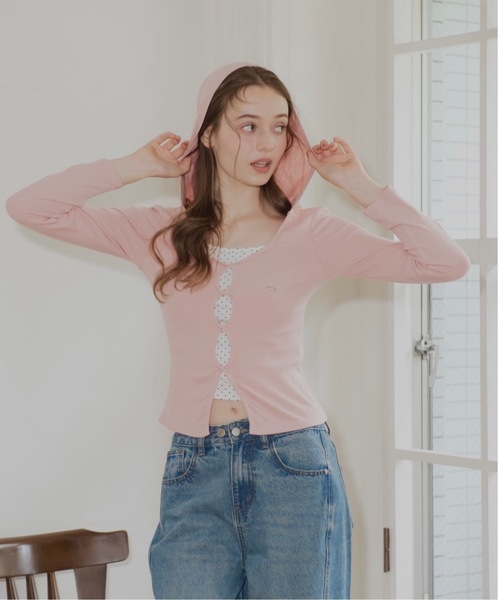 JUMELLE(ジュメロ)の「ドットレイヤードリブトップス(Tシャツ/カットソー・レディース・ピンク/グレー・FREE)」の1枚目の写真