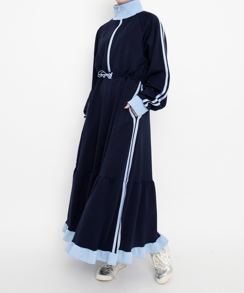 PUNYUS(プニュズ)の「【NEW SIZE】フリルジャージワンピース(ワンピース・レディース・ワイン/ネイビー・5/3/4/2/1)」の3枚目の写真