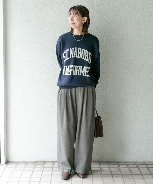 ITEMS URBANRESEARCH(アイテムズ アーバンリサーチ)の「スウェットライクロゴニット(ニット/セーター・レディース・ベージュ/ネイビー/グレー・FREE)」の18枚目の写真