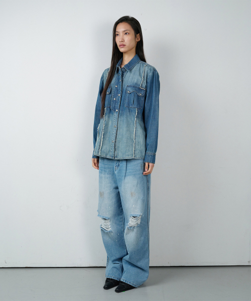 THEVINYLHOUSE(ザバイニルハウス)の「DOUBLE PLACKETS DENIM SHIRTS BLUE(シャツ/ブラウス・レディース・その他・SMALL/MEDIUM/LARGE)」の8枚目の写真