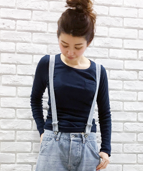 OLD BETTY'S（オールドベティーズ）の「ALOHA Rib 1Pocket T-shirts/リブワンポケットTシャツ（Tシャツ/カットソー・レディース・ダークブラウン/ライトカーキ/ダークネイビー/サーモンピンク/アイボリー/ブラック/ネイビー/ロイヤルブルー/杢グレー/イエロー/サックスブルー/ライトピンク/ワインレッド/モカ/ベージュ/ダークベージュ/ダークグリーン/グレイッシュブルー/ライトイエロー/グレイッシュベージュ/オリーブ/ダークオリーブ・FREE）」の13枚目の写真