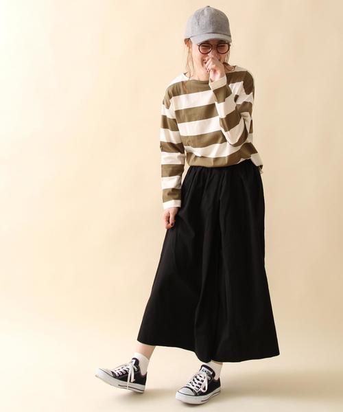 coen（コーエン）の「ワイドボーダーボートネックカットソー（Tシャツ/カットソー・レディース・オリーブ/ブラック・MEDIUM/LARGE）」の7枚目の写真