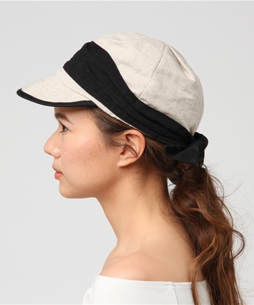 studio CLIP（スタディオクリップ）の「バックリボンキャップ（キャップ・レディース・ネイビー/ナチュラル・FREE）」の3枚目の写真