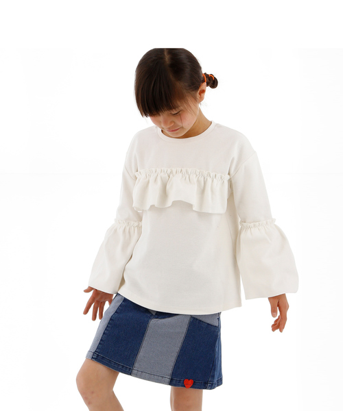 Catherine Cottage(キャサリンコテージ)の「プレミアムリブ ボリュームフリルカットソー(Tシャツ/カットソー・キッズ・ホワイト系その他2・110/130/100/120/90/140)」の6枚目の写真