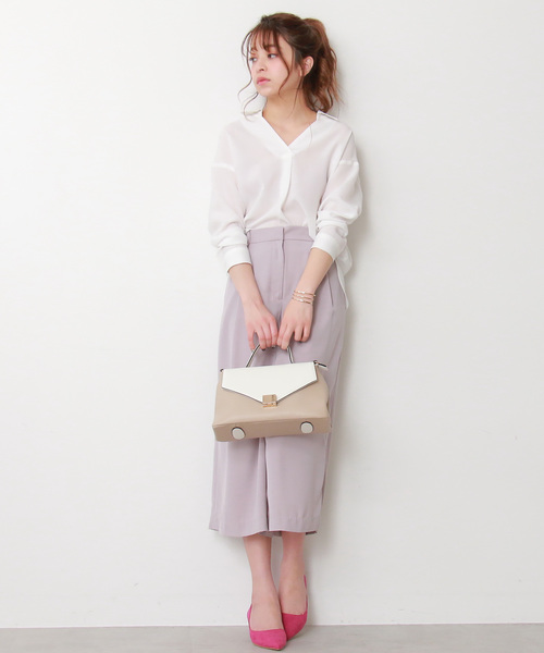 N.(N. Natural Beauty Basic)(エヌエヌナチュラルビューティーベーシック)の「【追加生産】ダブルタックガウチョパンツ(その他パンツ・レディース・グレー/ホワイト/ベージュ/ネイビー・MEDIUM/SMALL)」の16枚目の写真