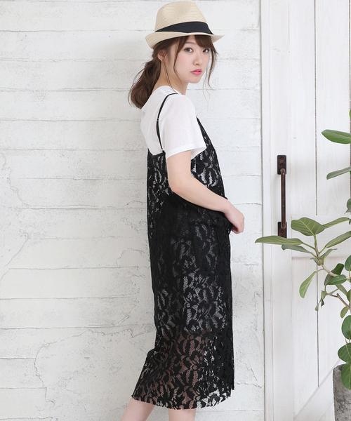 Girly Doll（ガーリードール）の「花柄レースキャミワンピース（ワンピース・レディース・ブラック/ホワイト・FREE）」の22枚目の写真
