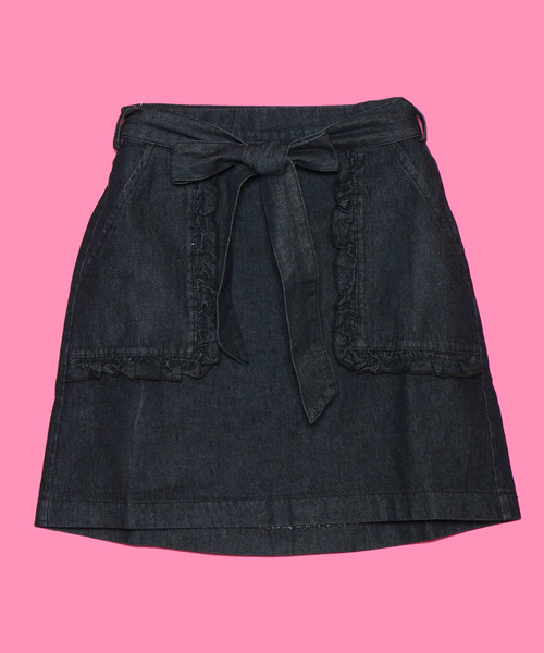 AS KNOW AS PINKY（アズノゥアズピンキー）の「フリフリベイカースカート【スカート】（スカート・レディース・ベージュ/カーキ/ブラック系その他/インディゴブルー/チェック・FREE）」の2枚目の写真