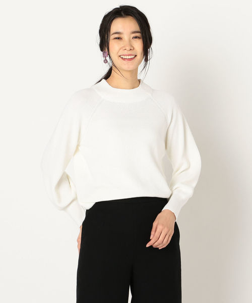 NOLLEY’S(ノーリーズ)の「片畦ボトルネック袖ボリュームプルオーバーニット(ニット/セーター・レディース・ネイビー/オフホワイト/ピンク・38)」の2枚目の写真