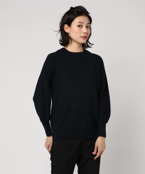 NOLLEY’S(ノーリーズ)の「片畦ボトルネック袖ボリュームプルオーバーニット(ニット/セーター・レディース・ネイビー/オフホワイト/ピンク・38)」の6枚目の写真