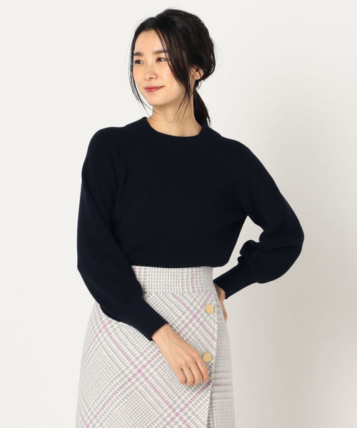 NOLLEY’S(ノーリーズ)の「片畦ボトルネック袖ボリュームプルオーバーニット(ニット/セーター・レディース・ネイビー/オフホワイト/ピンク・38)」の11枚目の写真