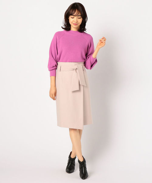 NOLLEY’S(ノーリーズ)の「片畦ボトルネック袖ボリュームプルオーバーニット(ニット/セーター・レディース・ネイビー/オフホワイト/ピンク・38)」の8枚目の写真