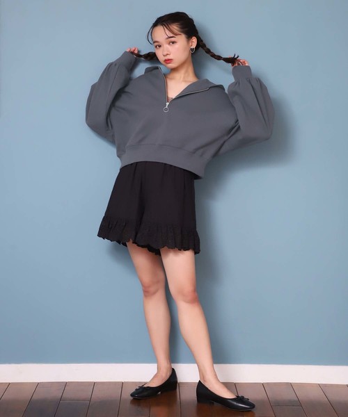 one after another NICE CLAUP(ワンアフターアナザーナイスクラップ)の「カットワーク レースショートパンツ(その他パンツ・レディース・ブラック/ベージュ/オフホワイト・FREE)」の10枚目の写真