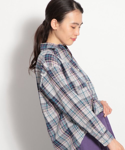 niko and...(ニコアンド)の「カラーマドラスチェックシャツ(シャツ/ブラウス・レディース・ベージュ/ブラウン/グレー/オフホワイト/イエロー/ブルー・MEDIUM/LARGE)」の3枚目の写真