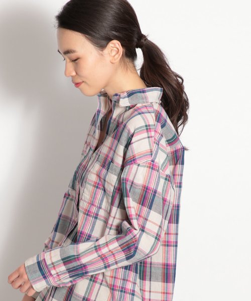 niko and...(ニコアンド)の「カラーマドラスチェックシャツ(シャツ/ブラウス・レディース・ベージュ/ブラウン/グレー/オフホワイト/イエロー/ブルー・MEDIUM/LARGE)」の2枚目の写真