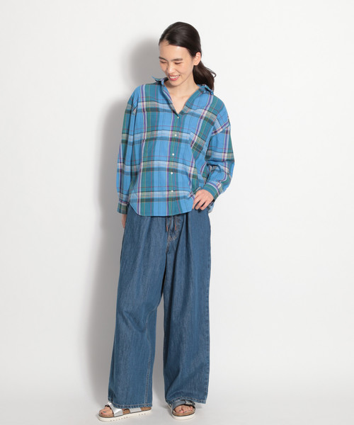 niko and...(ニコアンド)の「カラーマドラスチェックシャツ(シャツ/ブラウス・レディース・ベージュ/ブラウン/グレー/オフホワイト/イエロー/ブルー・MEDIUM/LARGE)」の12枚目の写真