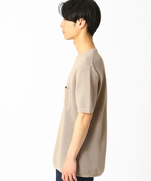 COMME CA ISM(コムサイズム)の「和紙ガーター編み ニットTシャツ(ニット/セーター・メンズ・ブラウン/アイボリー/ベージュ/マスタード・MEDIUM/LARGE)」の8枚目の写真