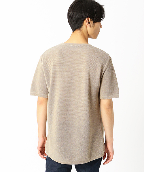 COMME CA ISM(コムサイズム)の「和紙ガーター編み ニットTシャツ(ニット/セーター・メンズ・ブラウン/アイボリー/ベージュ/マスタード・MEDIUM/LARGE)」の9枚目の写真