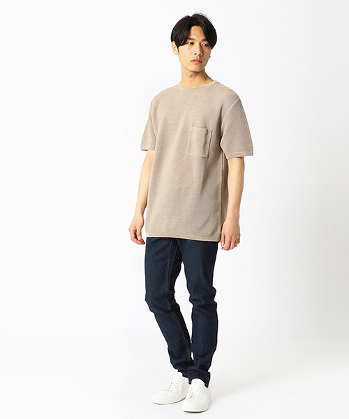 COMME CA ISM(コムサイズム)の「和紙ガーター編み ニットTシャツ(ニット/セーター・メンズ・ブラウン/アイボリー/ベージュ/マスタード・MEDIUM/LARGE)」の10枚目の写真