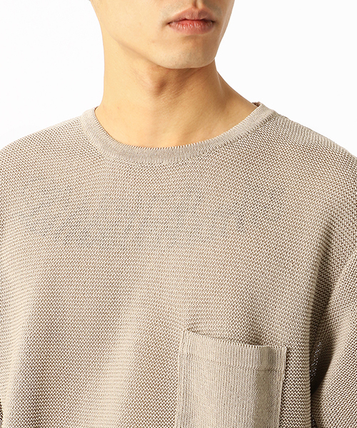 COMME CA ISM(コムサイズム)の「和紙ガーター編み ニットTシャツ(ニット/セーター・メンズ・ブラウン/アイボリー/ベージュ/マスタード・MEDIUM/LARGE)」の11枚目の写真