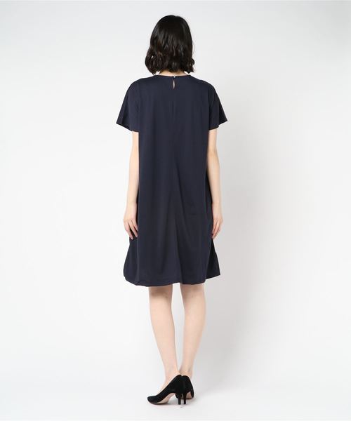 おしゃれスタ(オシャレスタ)の「TC天竺×刺繍クロス 切替ワイドOP(LC)(ワンピース・レディース・ネイビー/オフホワイト・FREE)」の4枚目の写真