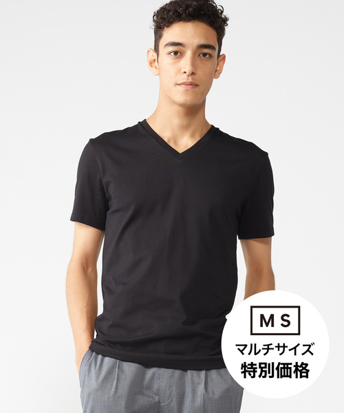 ZOZO（ゾゾ）の「VネックTシャツ［MEN］（Tシャツ/カットソー・メンズ・グレー/ブラック/ブルー/ネイビー/ホワイト/カーキ・マルチサイズ）」の2枚目の写真