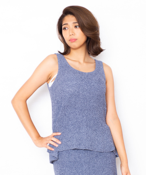 GGD SELECT（ジージーディー　セレクト）の「Roger&Raw/リング鹿の子編みタンクE/S（タンクトップ・レディース・ブラック/パープル/ブルー・M）」の3枚目の写真