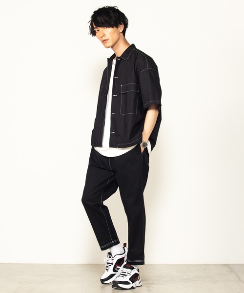 WEGO(ウィゴー)の「WEGO/カラーステッチテーパードパンツ(その他パンツ・メンズ・アイボリー/ブラック・MEDIUM/LARGE)」の12枚目の写真