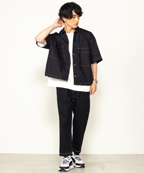 WEGO(ウィゴー)の「WEGO/カラーステッチテーパードパンツ(その他パンツ・メンズ・アイボリー/ブラック・MEDIUM/LARGE)」の13枚目の写真