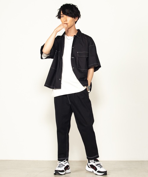 WEGO(ウィゴー)の「WEGO/カラーステッチテーパードパンツ(その他パンツ・メンズ・アイボリー/ブラック・MEDIUM/LARGE)」の14枚目の写真