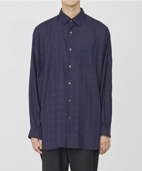 JUHA(ユハ)の「SHADOW CHECK OVER SHIRT(シャツ/ブラウス)」|ネイビー