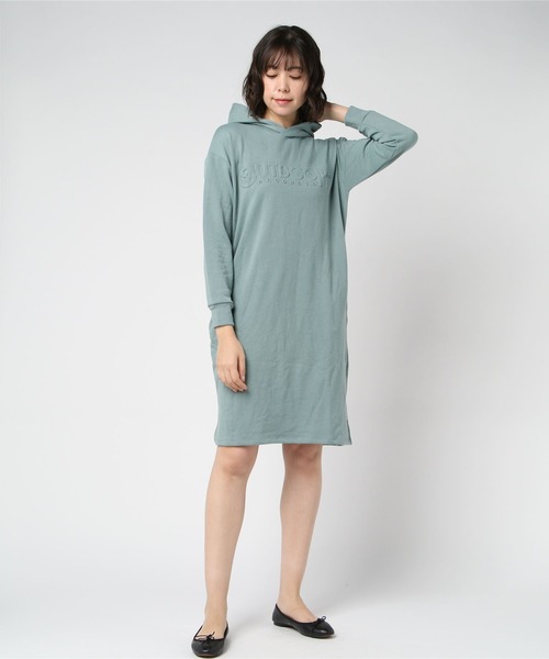 OUTDOOR PRODUCTS APPAREL(アウトドアプロダクツアパレル)の「【OUTDOOR PRODUCTS】エンボスパーカーワンピース ブランドロゴ(ワンピース・レディース・杢グレー/オレンジ系その他/ミント/アイボリー・MEDIUM/LARGE)」の4枚目の写真