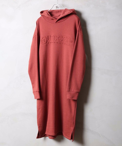 OUTDOOR PRODUCTS APPAREL(アウトドアプロダクツアパレル)の「【OUTDOOR PRODUCTS】エンボスパーカーワンピース ブランドロゴ(ワンピース・レディース・杢グレー/オレンジ系その他/ミント/アイボリー・MEDIUM/LARGE)」の6枚目の写真