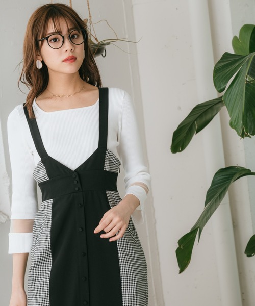 Andemiu アンデミュウ の Web限定 ギンガムチェックサスワンピース910540 ワンピース Wear