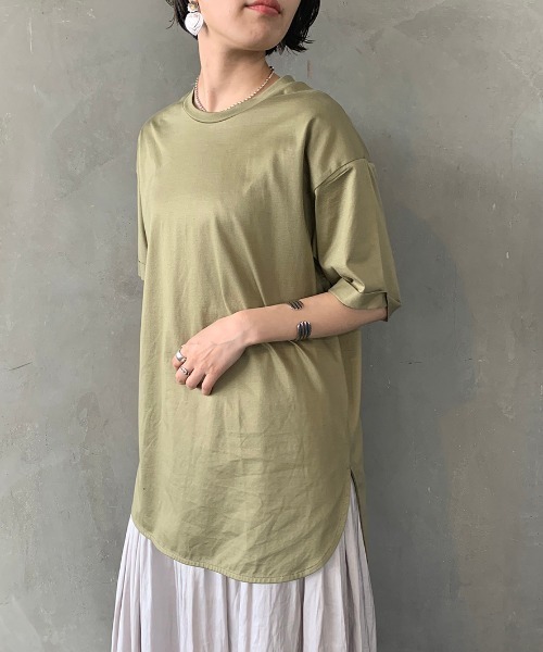 JF Ready Made（ジェイエフレディメイド）の「[JF READY MADE/ジェイエフレディメイド] 天竺ラウンドヘムビッグTシャツ（Tシャツ/カットソー・レディース・ブラック/ホワイト/チャコールグレー/カーキ/ベージュ/ライトグレー・F）」の2枚目の写真