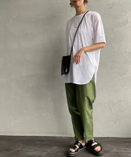 JF Ready Made（ジェイエフレディメイド）の「[JF READY MADE/ジェイエフレディメイド] 天竺ラウンドヘムビッグTシャツ（Tシャツ/カットソー・レディース・ブラック/ホワイト/チャコールグレー/カーキ/ベージュ/ライトグレー・F）」の17枚目の写真