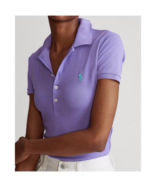POLO RALPH LAUREN（ポロ ラルフ ローレン）の「スリム フィット ストレッチ ポロシャツ（ポロシャツ・レディース・パープル・SMALL/MEDIUM/LARGE/X-LARGE/X-SMALL）」の4枚目の写真