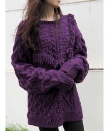 EVRIS | フリンジパッチワークケーブルニットプルオーバー(ニット/セーター)