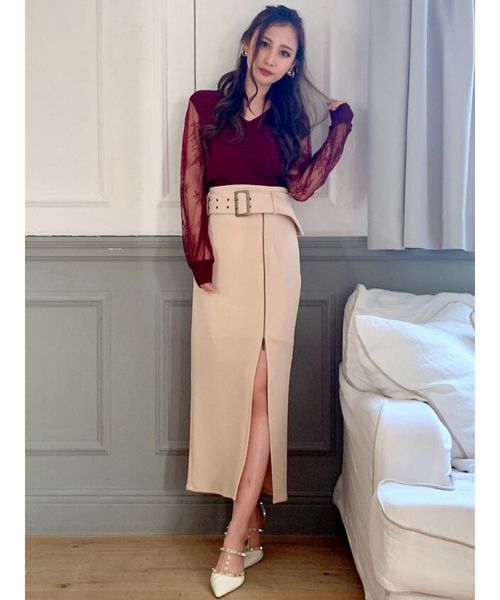 RESEXXY（リゼクシー）の「レイヤードZIPタイトスカート（スカート・レディース・ブラック/ベージュ/ブラウン・FREE）」の4枚目の写真