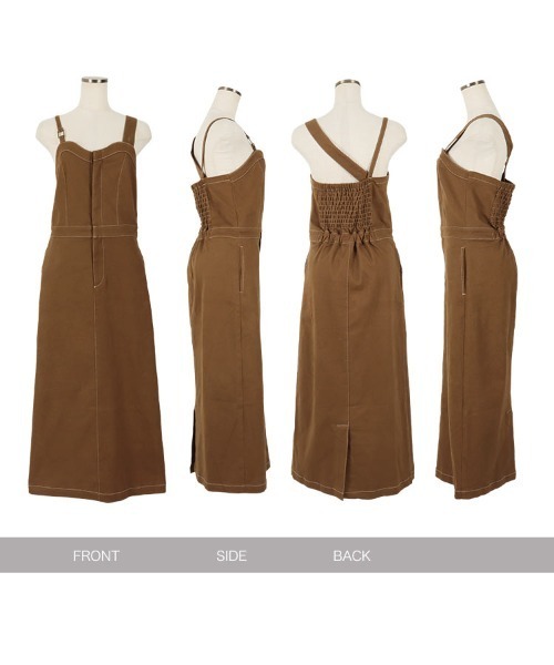 KOBE LETTUCE（コウベレタス）の「アシンメトリーワンショルダーストレートジャンパースカート（ジャンパースカート・レディース・ブラウン/インディゴブルー/ブラック・FREE）」の10枚目の写真