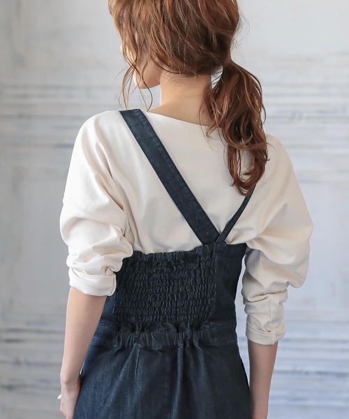 KOBE LETTUCE（コウベレタス）の「アシンメトリーワンショルダーストレートジャンパースカート（ジャンパースカート・レディース・ブラウン/インディゴブルー/ブラック・FREE）」の7枚目の写真