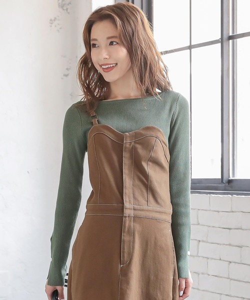 KOBE LETTUCE（コウベレタス）の「アシンメトリーワンショルダーストレートジャンパースカート（ジャンパースカート・レディース・ブラウン/インディゴブルー/ブラック・FREE）」の9枚目の写真