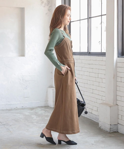 KOBE LETTUCE（コウベレタス）の「アシンメトリーワンショルダーストレートジャンパースカート（ジャンパースカート・レディース・ブラウン/インディゴブルー/ブラック・FREE）」の11枚目の写真