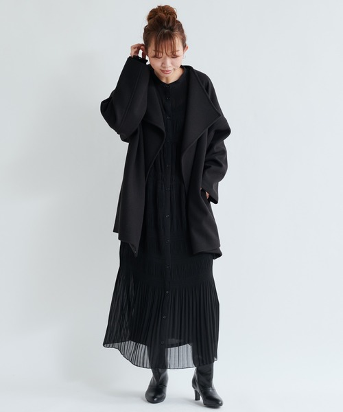 DouDou（ドゥドゥ）の「ハーフコート（その他アウター・レディース・ブラック/ベージュ/オフホワイト・FREE）」の8枚目の写真